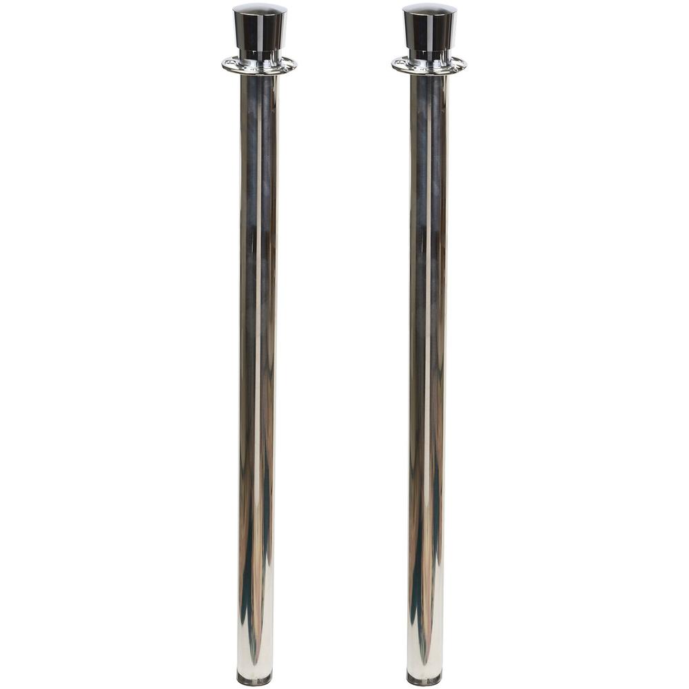 Tatco Heavy-duty Posts for Stanchion - Stainless Steel 41'' Post Black Rope - Chrome - 2 / Box