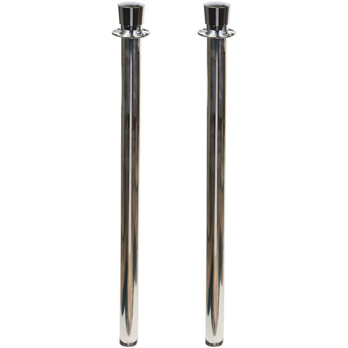 Tatco Heavy-duty Posts for Stanchion - Stainless Steel 41'' Post Black Rope - Chrome - 2 / Box