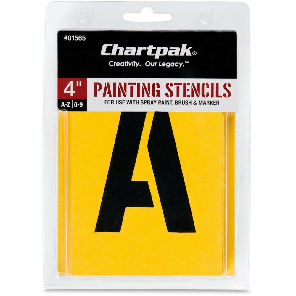 Chartpak Painting Letters/Numbers Stencils - 4'' - Gothic - Yellow