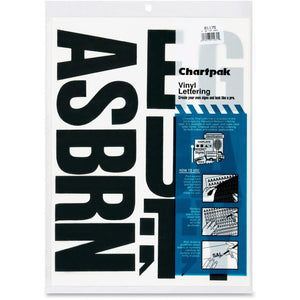 Chartpak Capital Letters - 58 x Capital Letters Shape - Self-adhesive - Helvetica Style - Easy to Use - 4'' Height - Black - Vinyl - 58 / Pack