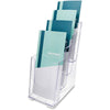 Deflecto Multi-Compartment DocuHolder - 4 Pocket(s) - 4 Tier(s) - 10'' Height x 4.9'' Width x 8'' DepthDesktop - Leaflet Size - Clear - Plastic - 1 Each - deflecto