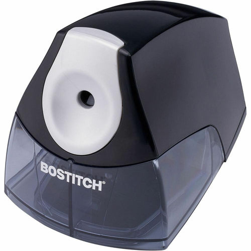 Bostitch Personal Electric Pencil Sharpener - Desktop - 1 Hole(s) - Helical - 4'' Height x 3.5'' Width x 5'' Depth - Black, Silver - 1 Each