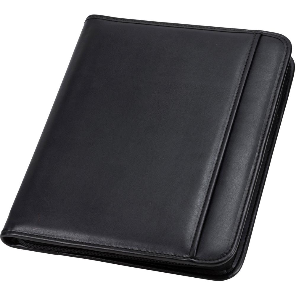 Samsill Letter Pad Folio - 8 1/2'' x 11'' - 6 Exterior, Internal Pocket(s) - Vinyl, Polyvinyl Chloride (PVC) - Black - 1 Each