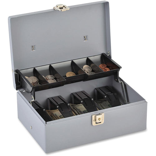 Sparco Controller Cash Box - 5 Coin - Gray - 3.4'' Height x 11.4'' Width x 7.5'' Depth