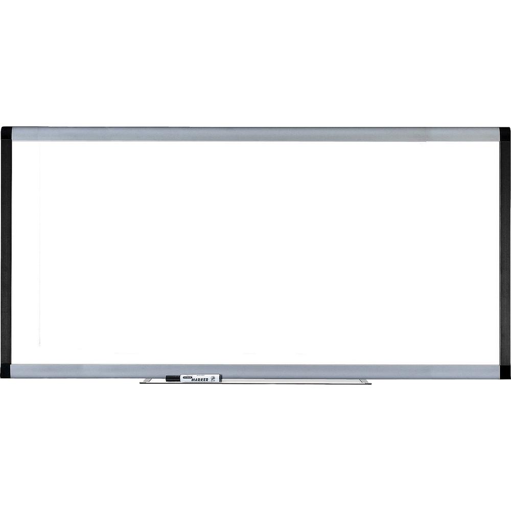 Lorell Signature Series Magnetic Dry-erase Markerboard - 96'' (8 ft) Width x 48'' (4 ft) Height - Coated Steel Surface - Silver, Ebony Frame - Magnetic - 1 Each