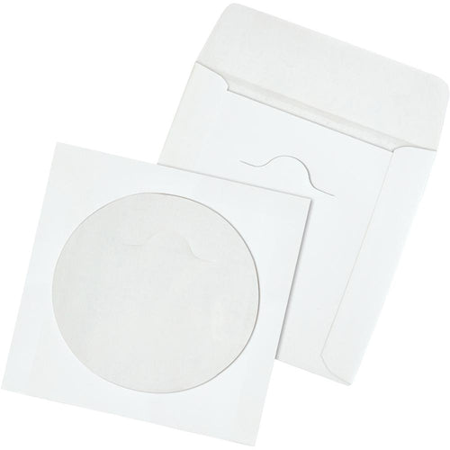 Quality Park Tech-No-Tear CD/DVD Sleeves - CD/DVD - 4 7/8'' Width x 5'' Length - White - Paper - 100 / Box