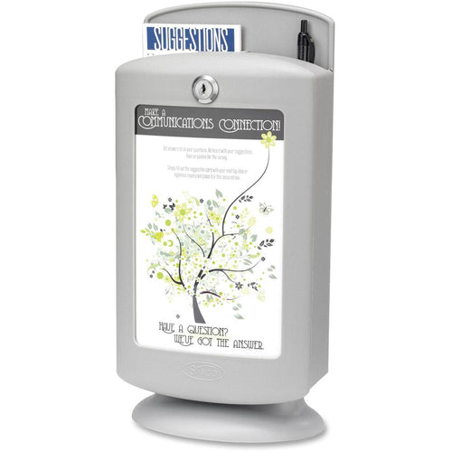 Safco Customizable Suggestion Box - External Dimensions: 7'' Width x 5'' Depth x 14.5'' Height - 25 x Card - Plastic - Gray - For Card - 1 Each