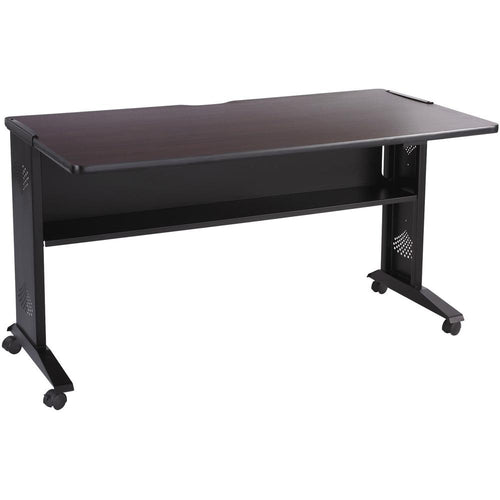 Safco 54''W Reversible Top Mobile Desk - For - Table TopRectangle Top - 28'' Table Top Length x 53.50'' Table Top Width x 1'' Table Top Thickness - Assembly Required - Medium Oak - Steel - 1 Each