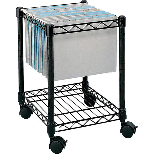 Safco Compact Mobile File Cart - 1 Shelf - 4 Casters - Steel - x 15.5'' Width x 14'' Depth x 19.5'' Height - Black - 1 Each