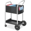 Safco Scoot Mail Cart - 2 Shelf - 300 lb Capacity - 4 Casters - 3'' , 8'' Caster Size - Steel - x 22'' Width x 27'' Depth x 40.5'' Height - Black, Silver - 1 Each