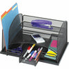 Safco Onyx 3-Drawer Desktop Organizer - 3 Drawer(s) - 16'' Height x 11.38'' Width x 8'' Depth - Powder Coated - Black - Steel - 1 Each