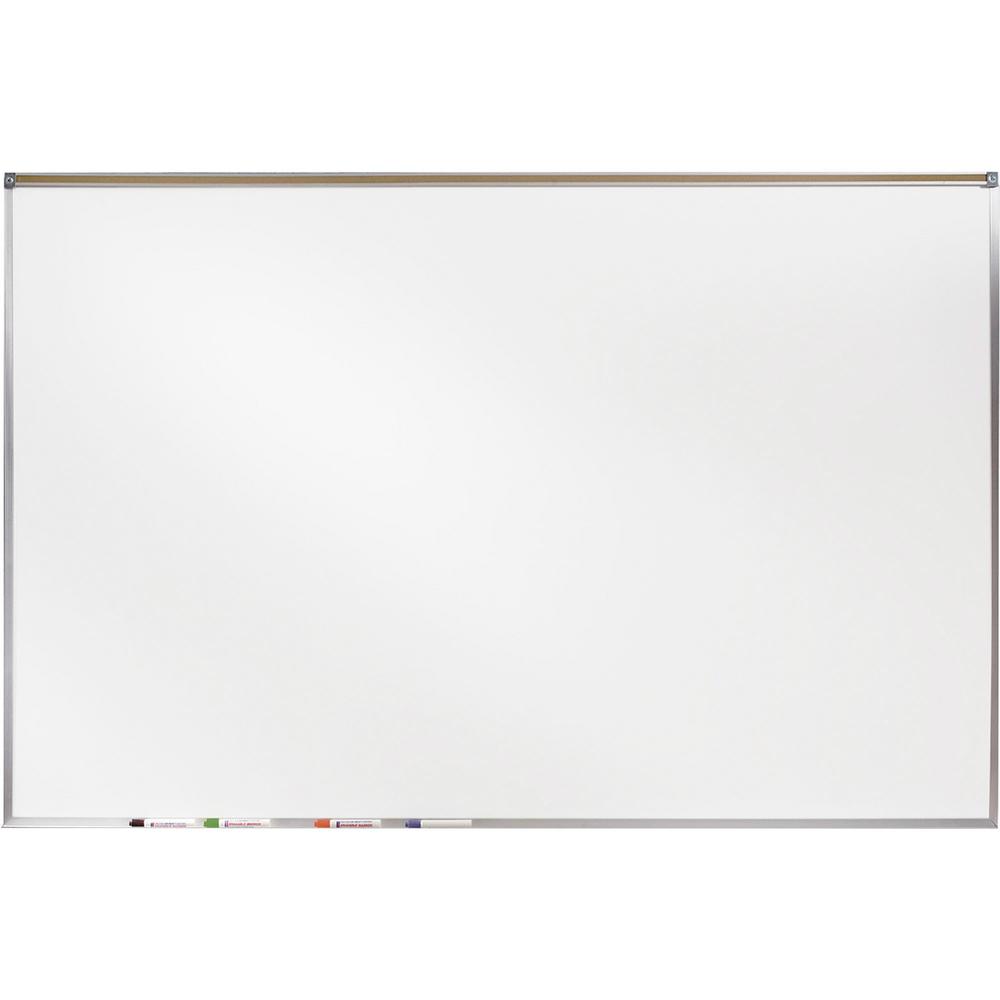 Ghent 48.50'' x 72.50'' Aluminum Frame Porcelain Magnetic Projection Whiteboard w/ 1'' Maprail