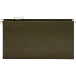 Business Source 1/5 Tab Cut Legal Recycled Hanging Folder - 8 1/2'' x 14'' - 11 pt. - Poly - Green - 100% Recycled - 25 / Box