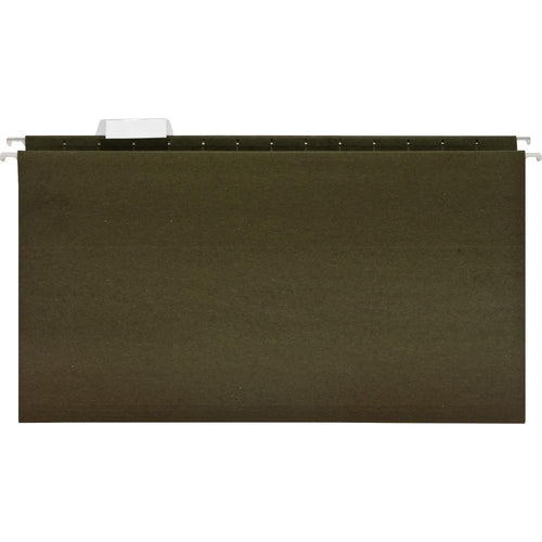 Business Source 1/5 Tab Cut Legal Recycled Hanging Folder - 8 1/2'' x 14'' - 11 pt. - Poly - Green - 100% Recycled - 25 / Box