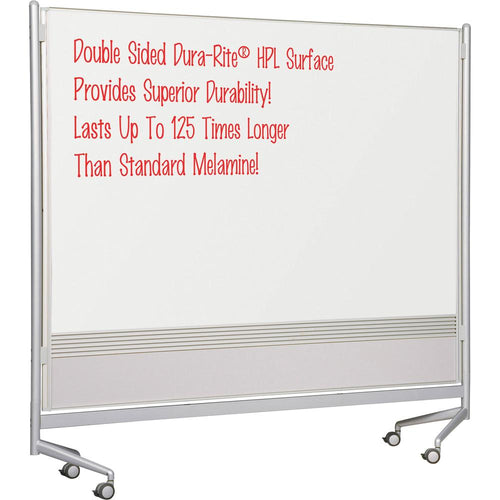 MooreCo Mobile Dry-erase Double-sided Partition - 76'' (6.3 ft) Width x 74'' (6.2 ft) Height - Rectangle - Assembly Required - 1 Each