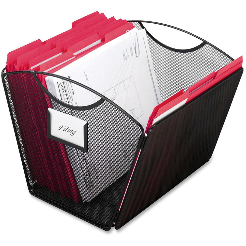 Safco Onyx Mesh Desktop Tub File - 9.5'' Height x 12.5'' Width x 13.8'' DepthDesktop - Powder Coated - Black - Steel - 1 Each