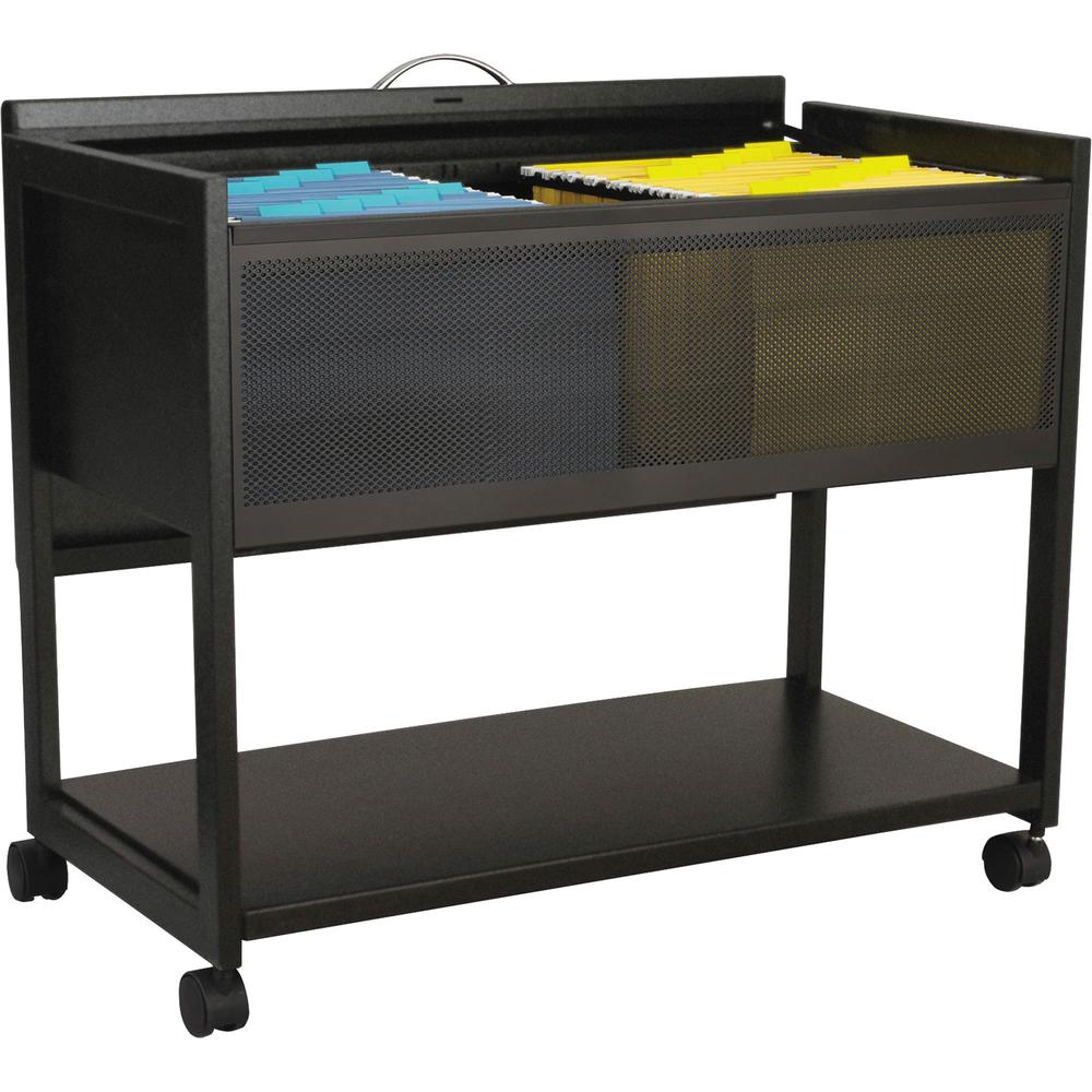 Safco Top Locking Mesh Mobile Tub Files - 4 Casters - 2.50'' Caster Size - Steel - x 33.3'' Width x 17'' Depth x 27'' Height - Black - 1 Each