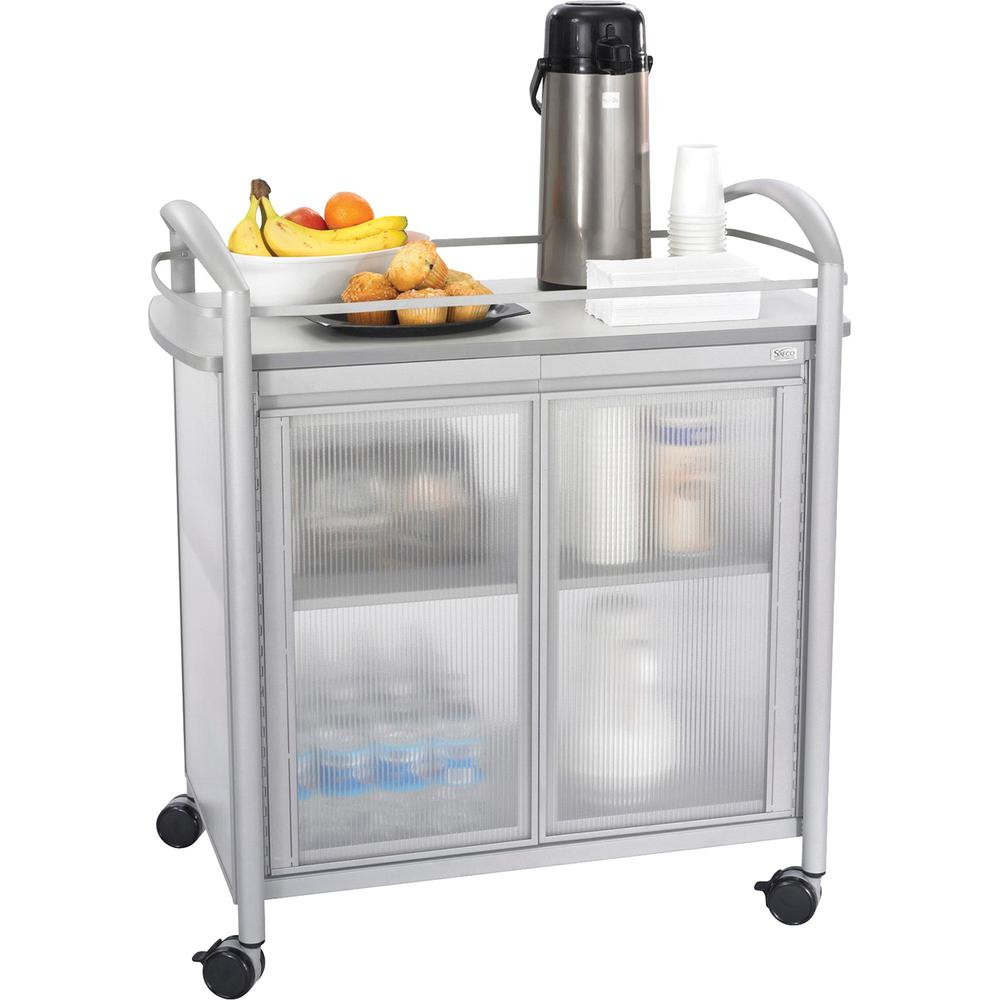 Safco Impromptu Refreshment Cart - 4 Casters - x 34'' Width x 21.3'' Depth x 36.5'' Height - Steel Frame - Gray - 1 Each