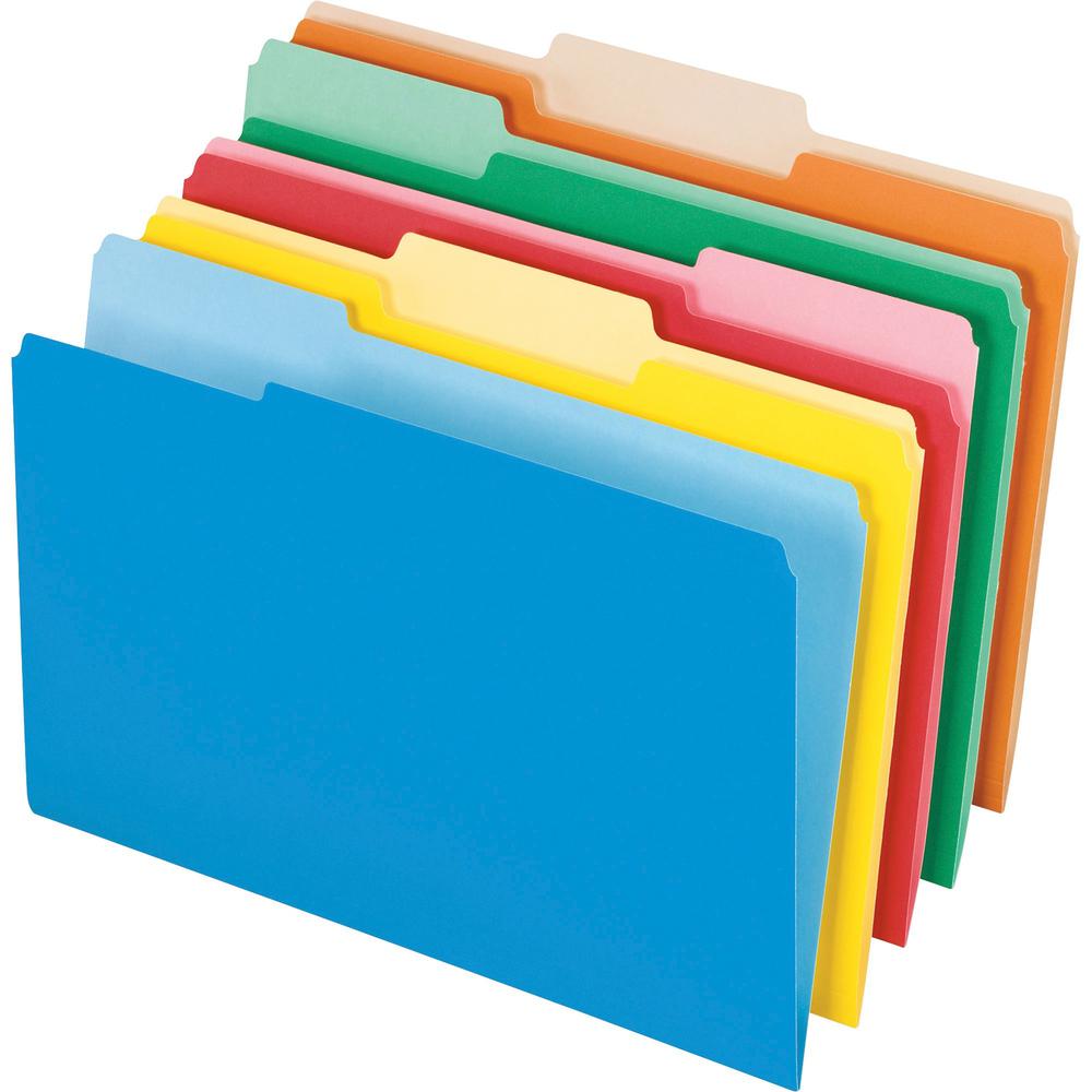 Pendaflex 1/3 Tab Cut Legal Recycled Top Tab File Folder - 8 1/2'' x 14'' - Assorted - 10% Recycled - 100 / Box