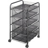 Safco Onyx Double Mesh Mobile File Cart - 2 Shelf - 4 Drawer - 4 Casters - 1.50'' Caster Size - x 15.8'' Width x 17'' Depth x 27'' Height - Black Steel Frame - Black - 1 Each