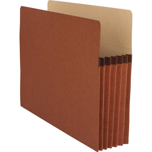 Business Source Straight Tab Cut Letter Recycled File Pocket - 8 1/2'' x 11'' - 1200 Sheet Capacity - 5 1/4'' Expansion - Redrope - 30% Recycled - 10 / Box