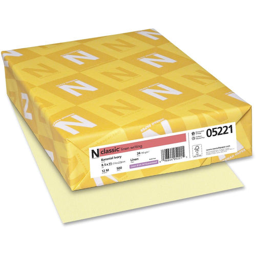 Classic Premium Paper - Ivory - Letter - 8 1/2'' x 11'' - 24 lb Basis Weight - Linen - 500 / Ream - Carbon Neutral - Watermarked, Acid-free, Archival-safe, Printable - Baronial Ivory - Neenah