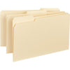 Business Source 1/3 Tab Cut Legal Recycled Top Tab File Folder - 8 1/2'' x 14'' - Top Tab Location - Assorted Position Tab Position - Manila - 10% Recycled - 100 / Box