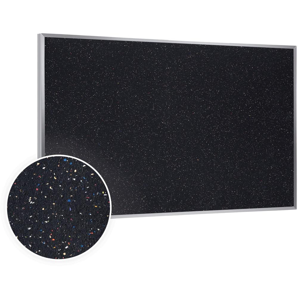 Ghent Confetti Rubber Tackboard - 24'' Board Height x 36'' Board Width - Confetti Rubber Surface - Self-healing, Stain Resistant, Fade Resistant - Aluminum Frame - 1 Each