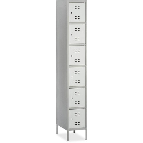 Safco Six-Tier Two-tone Box Locker with Legs - 18'' x 12'' x 78'' - Recessed Locking Handle - Gray - Steel