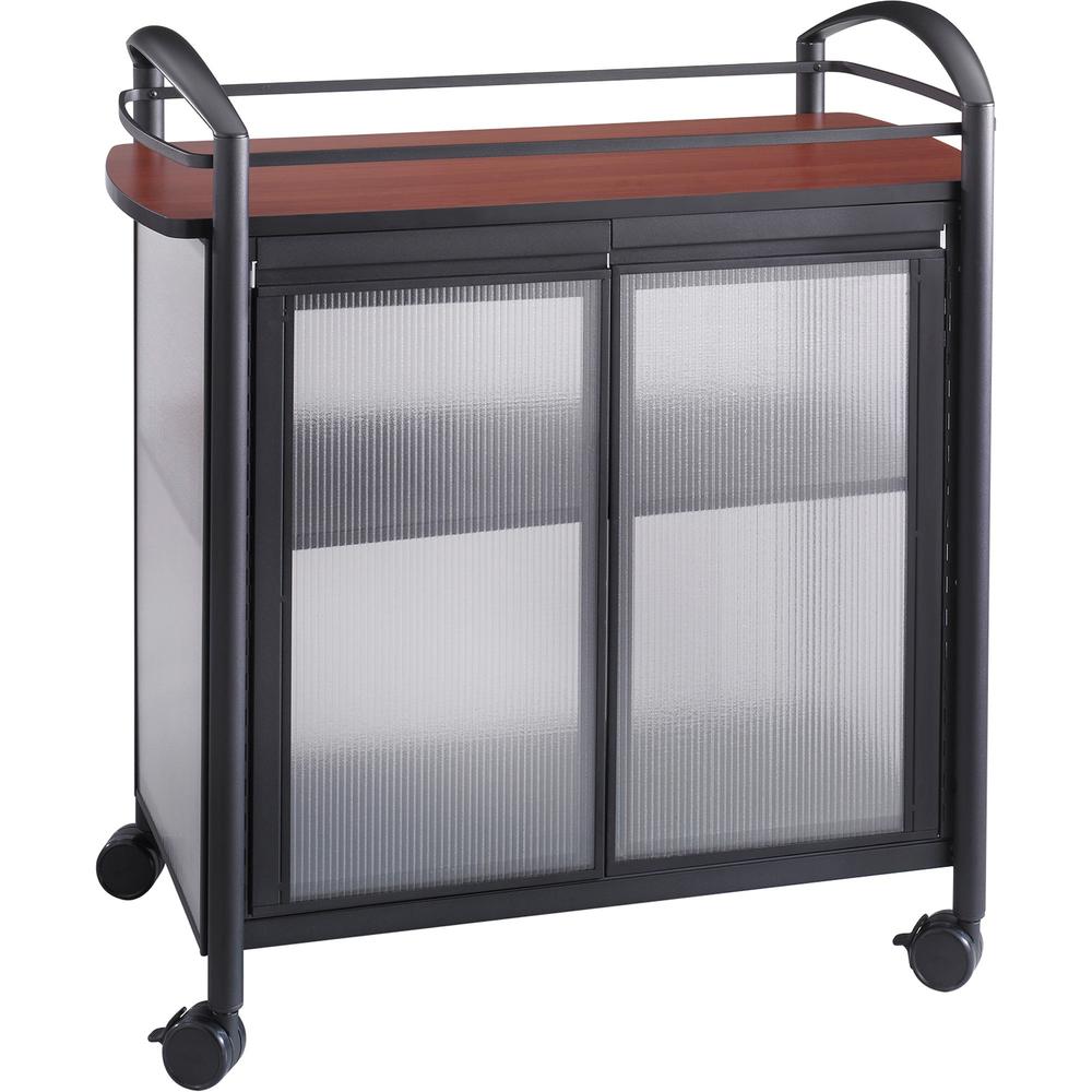 Safco Impromptu Refreshment Cart - 440.92 lb Capacity - 4 Casters - 2.50'' Caster Size - Steel - x 34'' Width x 21.3'' Depth x 36.5'' Height - Steel Frame - Black - 1 Each
