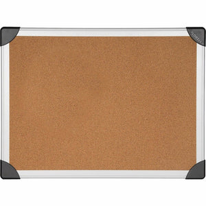 Lorell Corkboard - 24'' Board Height x 36'' Board Width - Silver Cork, Brown Surface - Durable, Resist Warping, Laminated, Resilient - Aluminum Frame - 1 Each