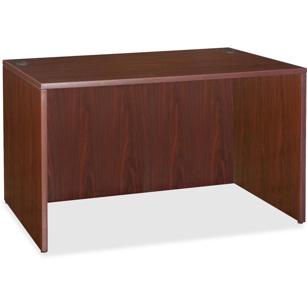 Lorell Essentials Series Rectangular Desk Shell - 47.3'' x 29.5'' x 1'' x 29.5'' - Finish: Laminate, Mahogany - Grommet, Modesty Panel, Cord Management, Adjustable Feet