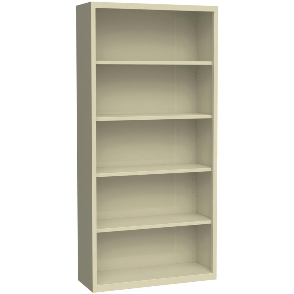 Lorell Fortress Series Bookcase - 34.5'' x 13'' x 72'' - 6 x Shelf(ves) - Putty - Powder Coated - Steel - Recycled