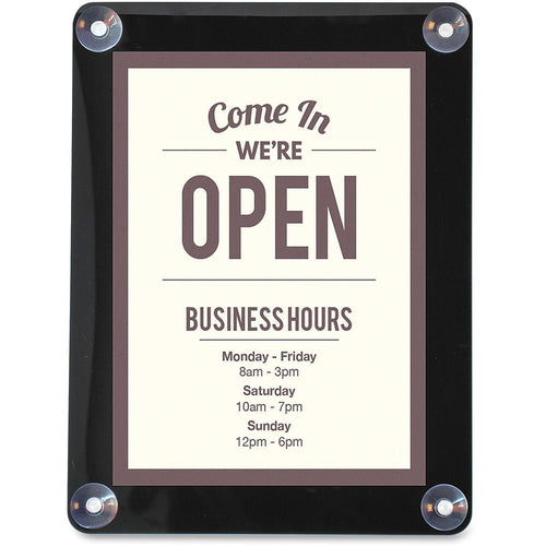 Deflecto Window Display - 1 Each - 8.5'' Width x 11'' Height - Rectangular Shape - Glass-mountable, Window-mountable - Double Sided - UV Protected, Heat Resistant, Suction Cup - Restaurant, Door, Wall - - deflecto