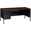Lorell Fortress Series Left-Pedestal Desk - Rectangle Top - 66'' Table Top Width x 30'' Table Top Depth x 1.12'' Table Top Thickness - 29.50'' HeightAssembly Required - Black Walnut, Laminated, Walnut - S