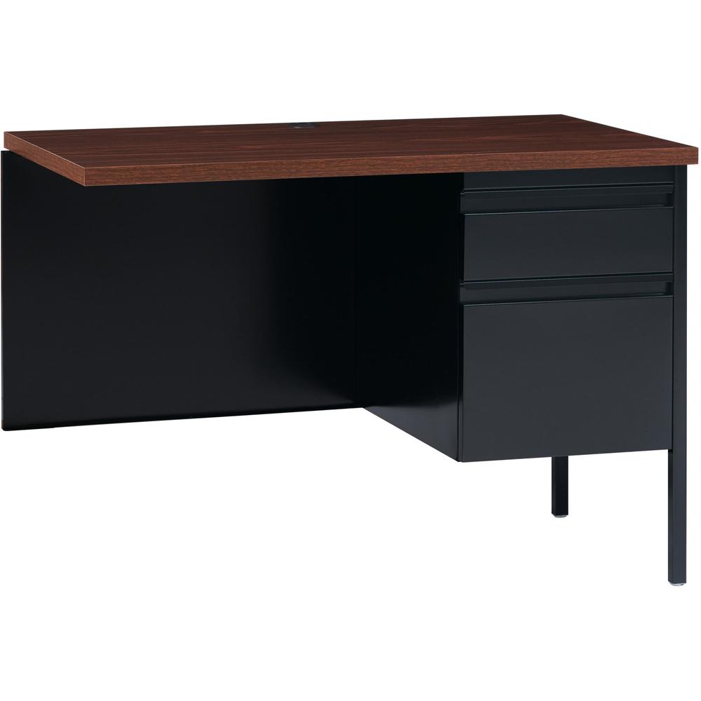 Lorell Fortress Series Right-Pedestal Return - Rectangle Top - 42'' Table Top Width x 24'' Table Top Depth x 1.12'' Table Top Thickness - 29.50'' HeightAssembly Required - Black Walnut, Oak Laminate - Ste