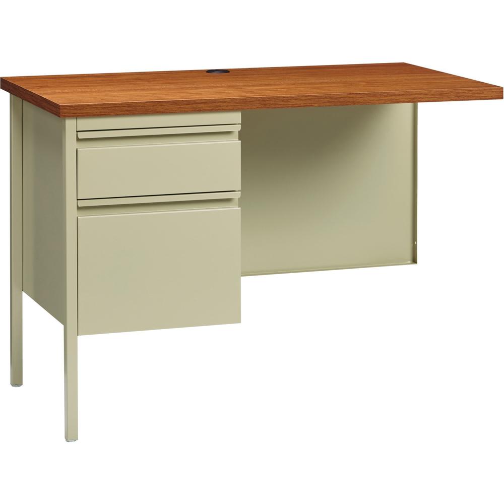 Lorell Fortress Series Left-Pedestal Return - Rectangle Top - 42'' Table Top Width x 24'' Table Top Depth x 1.12'' Table Top Thickness - 29.50'' HeightAssembly Required - Oak, Oak Laminate, Putty - Steel