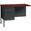 Lorell Fortress Series Left-Pedestal Return - Rectangle Top - 42'' Table Top Width x 24'' Table Top Depth x 1.12'' Table Top Thickness - 29.50'' HeightAssembly Required - Laminated, Mahogany - Steel - 1 E