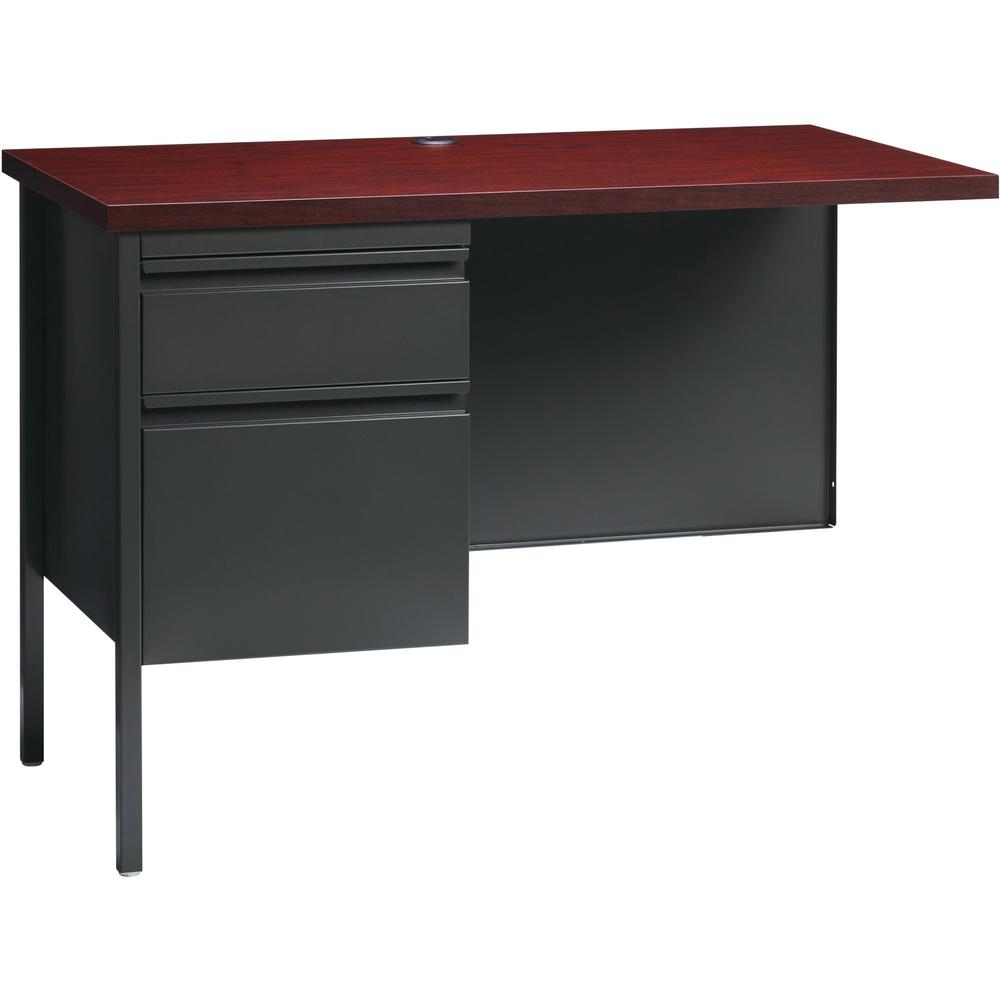 Lorell Fortress Series Left-Pedestal Return - Rectangle Top - 42'' Table Top Width x 24'' Table Top Depth x 1.12'' Table Top Thickness - 29.50'' HeightAssembly Required - Laminated, Mahogany - Steel - 1 E