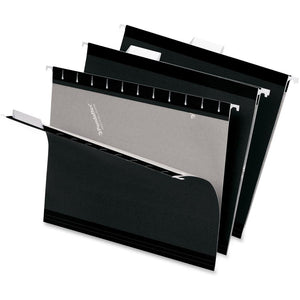 Pendaflex 1/5 Tab Cut Legal Recycled Hanging Folder - 8 1/2'' x 14'' - Internal Pocket(s) - Black - 10% Recycled - 25 / Box