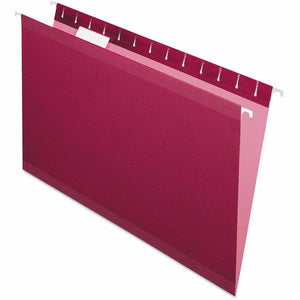 Pendaflex 1/5 Tab Cut Legal Hanging Folder - 8 1/2'' x 14'' - Internal Pocket - 11 pt. - Burgundy - Reinforced, Tear Resistant, Durable - 25 / Box