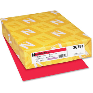 Exact Brights Smooth Colored Paper - Red - Letter - 8 1/2'' x 11'' - 50 lb Basis Weight - Smooth - 500 / Pack - Printable, Lignin-free, Acid-free, Elemental Chlorine-free - Bright Red - Neenah