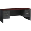Lorell Fortress Modular Series Double-pedestal Credenza - 72'' x 24'' , 1.1'' Top - 2 x Box, File Drawer(s) - Double Pedestal - Material: Steel - Finish: Mahogany Laminate, Charcoal - Scratch Resistant,