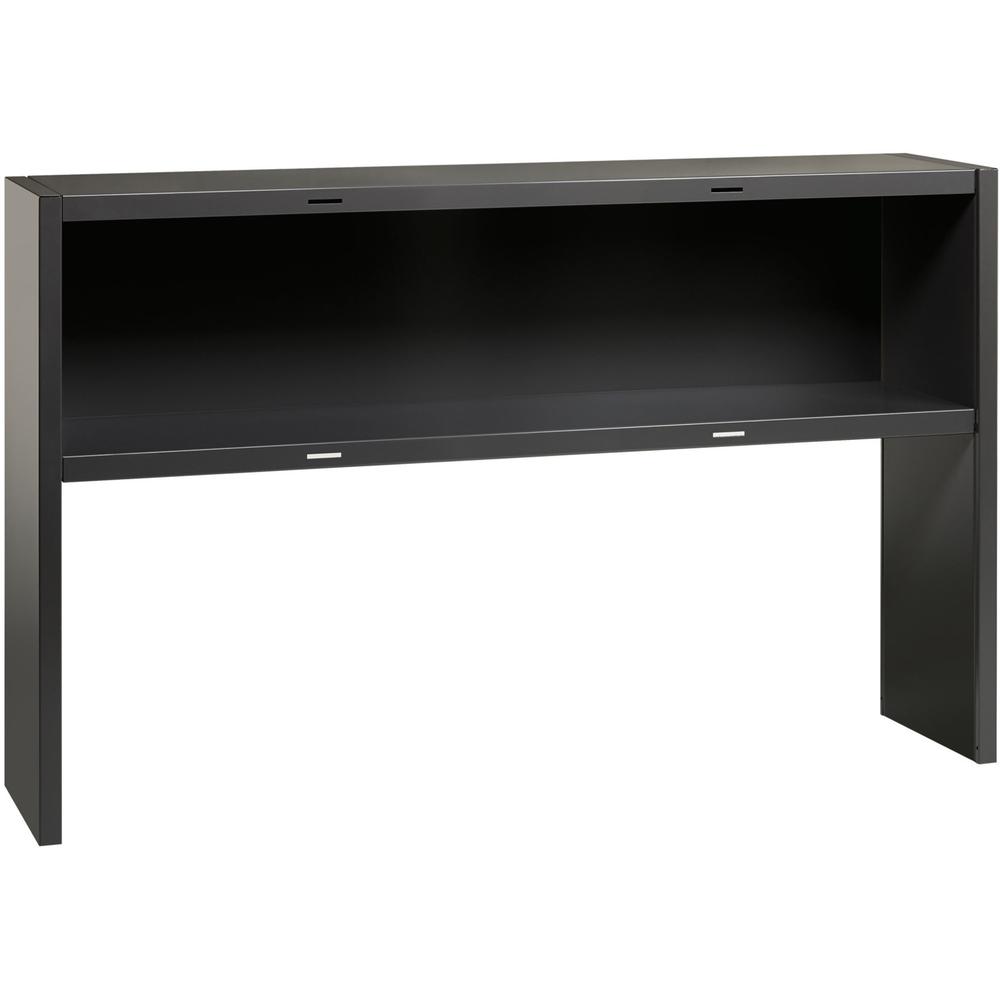 Lorell Fortress Modular Series Stack-on Hutch - 60'' - Material: Steel - Finish: Charcoal - Grommet, Cord Management