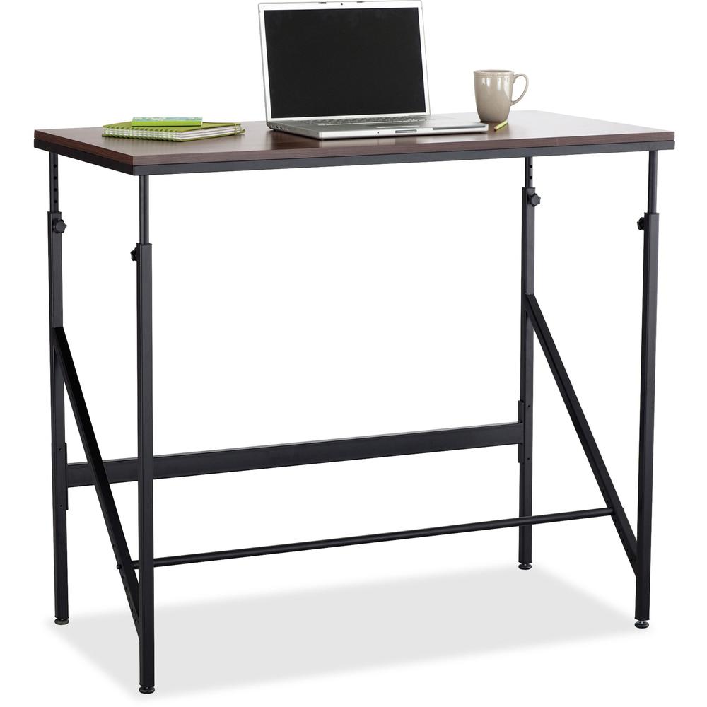 Safco Laminate Tabletop Standing-Height Desk - For - Table TopMelamine Laminate Rectangle, Walnut Top - Powder Coated Base - Adjustable Height - 38'' to 50'' Adjustment x 48'' Table Top Width x 24'' Table