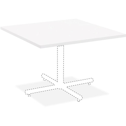 Lorell Hospitality Collection Tabletop - High Pressure Laminate (HPL) Square, White Top - 36'' Table Top Width x 36'' Table Top Depth x 1'' Table Top Thickness - Assembly Required - Thermofused Laminate