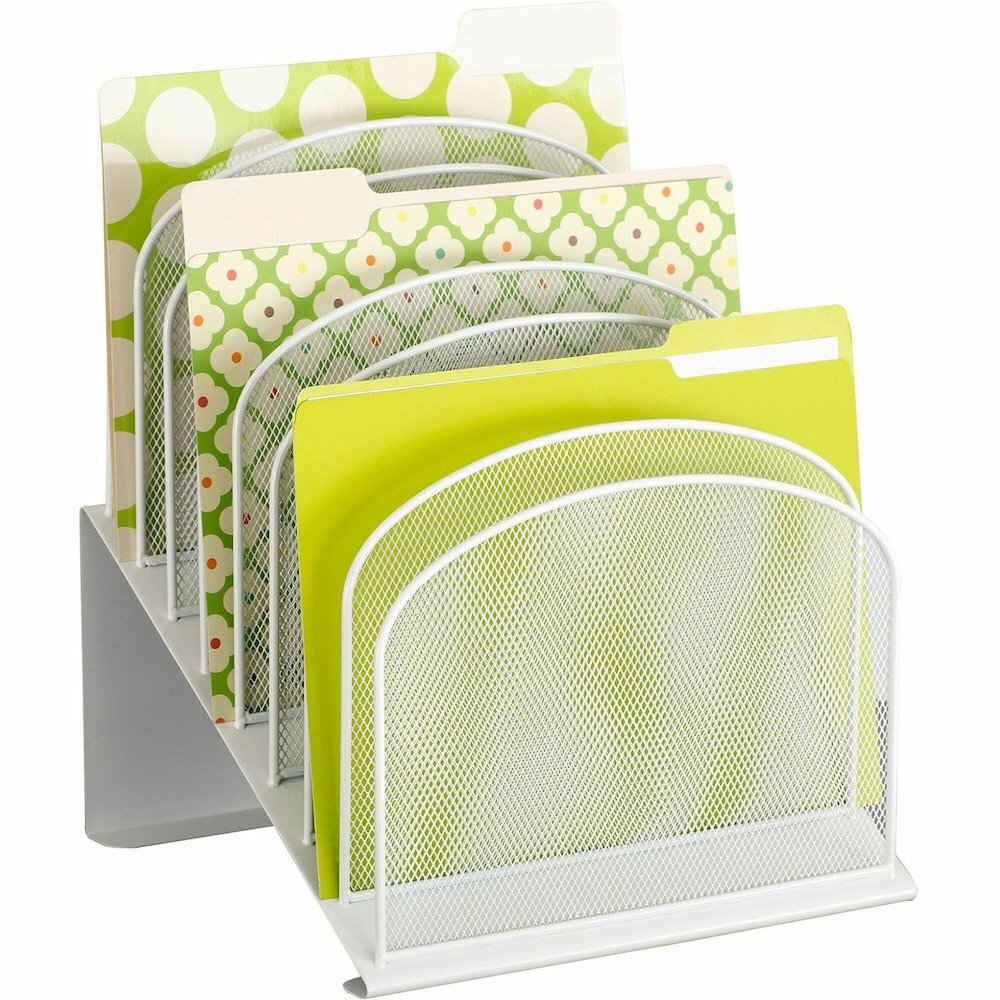 Safco Onyx Wire Mesh Desktop Organizer - 8 Tier(s) - Compartment Size : 1'' - 14'' Height x 11.75'' Width x 10.75'' Depth - Desktop - White - Steel - 1 Each