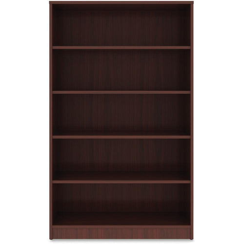 Lorell Laminate Bookcase - 0.8'' Shelf, 36'' x 12''60'' - 5 Shelve(s) - 4 Adjustable Shelf(ves) - Square Edge - Material: Thermofused Laminate (TFL) - Finish: Mahogany