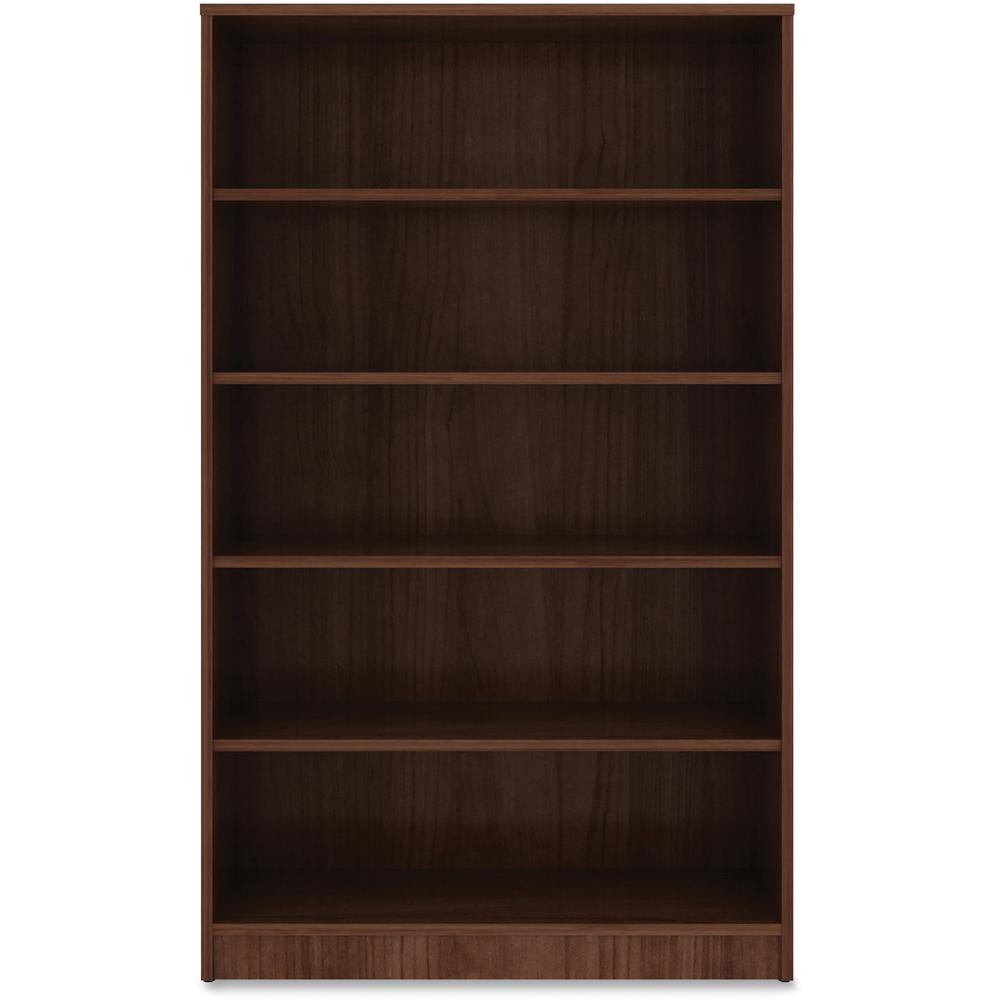 Lorell Laminate Bookcase - 0.8'' Shelf, 36'' x 12''60'' - 5 Shelve(s) - 4 Adjustable Shelf(ves) - Square Edge - Material: Thermofused Laminate (TFL) - Finish: Walnut