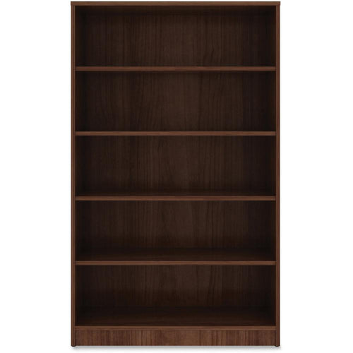 Lorell Laminate Bookcase - 0.8'' Shelf, 36'' x 12''60'' - 5 Shelve(s) - 4 Adjustable Shelf(ves) - Square Edge - Material: Thermofused Laminate (TFL) - Finish: Walnut